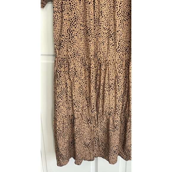 Old Navy Women's Boho Tiered Maxi Dress Sz M Long Sleeve Animal Print Flowy - Picture 8 of 16